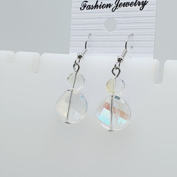 Iridescent Crystal Beaded Dangle Earrings, AZFA1178 - Picture 1 of 9